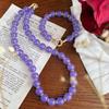 Colar de jade de rocha de quartzo roxo, terno de pulseira, moda simples, tudo combina, lindo terno feminino