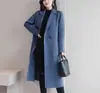 Nuevo Abrigo de Lana Largo Medio de Dragón y Fénix Otoño e Invierno 2026 Corte Delgado que Disimula el Vientre Casual Elegante Abrigo de Lana para Mujer