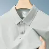 Camisa polo waffle sin costuras para hombre, manga corta, cuello camisero, nuevo modelo de verano, secado rápido, transpirable, camiseta casual de negocios de seda helada