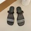 Sandalias de Moda y Deslumbrantes para Mujer con Tacón Grueso de Pedrería y Correa Única, Nuevo Estilo Verano 2026, Pantuflas Cómodas de Punta Abierta de Doble Uso