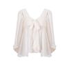 Impossível Parar a Gentileza_Camisa de Chiffon Francesa para Mulheres, Estilo Verão, Camisa Única e Chique, Top de Alças, Mangas Longas Elegantes