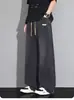 Jeans masculino preto 2026 novo estilo reto caimento solto calças jovens calças casuais americanas de rua perna larga vestuário masculino