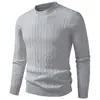 Suéter ajustado de estilo coreano para comercio exterior transfronterizo, jersey casual de cuello redondo, camiseta base fina de punto trenzado para otoño e invierno, top de punto para hombre
