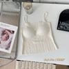 Yipinhui Sexy Ondulado Bolha Camisola Linda Costas Feminina Primavera e Verão Garotas Apimentadas Interno Acolchoado Bojo Externo Base Pendurada