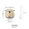 Tanque de óleo de porco com duas alças estilo japonês, pote de cerâmica para temperos de óleo de pimenta resistente a altas temperaturas para uso doméstico, pote de armazenamento de grande capacidade com tampa e colher