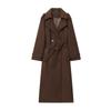 Z Europeo y Americano 2024 Otoño Nuevo Abrigo Trench Largo de Lana de Doble Botonadura Casual Holgado Retro para Mujer con Cinturón
