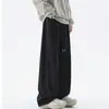 Pantalones de chándal nuevos de moda, estilo retro americano, teñidos lateralmente, a rayas, patchwork, para hombre, pantalones largos holgados de pierna ancha y diseño fluido hasta el suelo