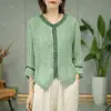 273 # Camisa vintage de algodón y lino para mujer, nuevo top de verano holgado adelgazante, elegante blusa de lino