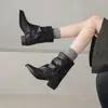 Botas ankle boots plissadas retrô para mulheres, nova coleção outono/inverno 2026, bico fino, salto grosso, botas curtas, botas estilo Western, botas de motociclista, botas Martin