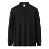 Camisa Polo de Manga Larga para Hombre con Solapa Pequeña de Lujo Ligero 2026 Nuevo Estilo de Otoño Camisa Polo Casual de Color Liso de Moda