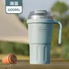 Nueva Taza Termo con Asa para Niñas, Oficina, Gran Capacidad, Portátil, Doble Pajita para Beber, Taza para Hielo Bullet para Exteriores, Taza para Coche