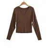 Top de Tencel con Cuello en V Relajado y Mangas de Murciélago para Chicas Calientes, Camiseta Versátil de Manga Larga Adelgazante, Camiseta Básica Elástica Ajustada