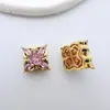 Cobre Chapado en Oro Flor de Circonita Microincrustada Cuentas Espaciadoras Multitaladro Accesorios Pulsera Tejida Hecha a Mano DIY Accesorios para Collares