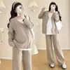 Conjunto de Ropa de Otoño para Maternidad 2025 Nuevo Conjunto de Dos Piezas Reductor de Edad Cremallera Top de Maternidad + Pantalones de Pierna Ancha Conjunto de Dos Piezas para Maternidad