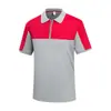 Macacão de Gola Polo Masculino com Zíper Parcial e Faixa Refletora, Manga Curta, Secagem Rápida, Logo Personalizado Impresso
