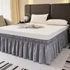 Faldón de Cama Elástico Americano Antideslizante Pieza Única Color Sólido Cubrecama Cubierta Antipolvo Sin Superficie de Cama Ruffled de Cabecera a Prueba de Polvo Pieza Única