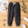 Calça Jogger Masculina Versátil Acolchoada para Primavera e Outono com Cós Elástico e Cordão, Calça de Moletom Quente para Crianças Pequenas, Estilo Coreano