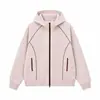 Moletom Cardigan Patchwork Tendência Gola Alta Unissex Moda Solta Costura de Contraste Senso de Design Versátil Jaqueta com Capuz Preguiçosa