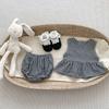 Ins2026 Conjunto de Dos Piezas de Verano para Bebé Niña: Top sin Mangas de Cuadros Bordado + Pantalones Cortos tipo Pan para Bebé Niña