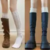 Meias Brancas de Cano Longo Femininas Meias Empilhadas Outono e Inverno com Botas Longas Conjunto para Pernas Meias Empilhadas para Panturrilha Botas de Cavaleiro Primavera e Verão