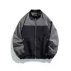 Ropa Vintage 2025 Otoño Nuevo Estilo Japonés Chaqueta Exterior Patchwork con Cuello Alto Unisex Casual Holgada Abrigo de Trabajo