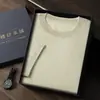 Suéter de Cachemir para Hombre de Manga Corta Cuello Redondo 100% Cachemir Otoño e Invierno Nuevo 68 Hilo Peinado Delgado Tejido de Punto Camiseta de Manga Corta
