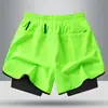 Pantalones Cortos Deportivos Casuales de Verano para Hombre, Maratón, Atletismo, Americanos, de Secado Rápido, con Forro, Doble Capa, Anti-rozaduras, de Tres Puntos