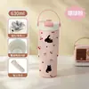 Taza Termo Interior de Cerámica para Mujer, Elegante Taza de Café con Asa de Acero Inoxidable, Botella Portátil de Gran Capacidad para Mantener Fría el Agua con Hielo