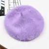 Boina de Pelo de Conejo Estilo Coreano Sombrero de Otoño e Invierno para Mujer Versátil de Moda Sombrero de Artista Boina Tejida Cálida Sombrero Esponjoso