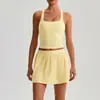 Nuevo Conjunto Deportivo para Mujer, Corte Ajustado, Traje de Yoga de Secado Rápido, Conjunto de Dos Piezas con Falda para Fitness al Aire Libre, Bádminton, Tenis