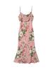 Vestido Longo Runqi Plus Size Jardim de Rosas Decote Assimétrico Corte Assimétrico Estampa Floral Elegante 8944