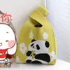 Bolsa de Tricô com Flores Estilo Coreano para Primavera e Verão Bolsa de Mão de Lona Feminina Bolsa de Mão Bolsa de Pulso Bolsa Preguiçosa para Caminhar Compras