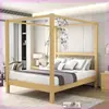 Cama de Madera China Antigua, Cama con Dosel Simple para Adultos de Estilo Antiguo, Marco de Cama para el Hogar, Cama de Madera Maciza de Pino Palaciega