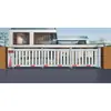 Puerta corrediza seccional inteligente eléctrica de aleación de aluminio personalizada, puerta de fábrica lineal sin rieles, puerta telescópica corrediza automática de fábrica