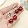 Acrílico Artificial Estéreo Pó Dourado K Branco Resina Fruta Cereja Pingente DIY Pulseira Colar Brincos Acessórios de Joias