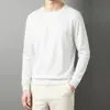 Moletom de retalhos com gola redonda e manga longa para transmissão ao vivo transfronteiriça para homens, novo de outono de 2025, cor sólida, camiseta básica casual versátil