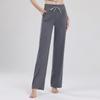 Novas Calças Esportivas de Yoga Largas com Cordão na Cintura Alta de Nylon Cor Nude Emagrecedoras Afinam o Quadril Levantam o Bumbum Perna Larga Bootcut para Mulheres