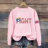 Talla grande Sudadera Cuello redondo Estampada Europea y Americana Nueva Letra Holgada Cómoda Top Mujer Patrón Colorido