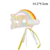 Pacote com 10 Decorações de Bolo Estrela Lua Bola de Pelo Nuvem Inserção Balão Arco-Íris Decoração de Mesa de Sobremesa de Aniversário