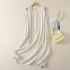 Estilo Minimalista, Sensación Perezosa y Relajada, Vestido Delgado de Algodón y Lino de Talla Grande, sin Mangas, Adelgazante