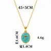Collar de Gota de Esmalte Francés Moda para Mujer Exquisito Colgante de Cruz de Acero Inoxidable Gargantilla Cadena Sencilla Versátil para la Clavícula