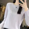 Suéter de tricô, pulôver de inverno feminino de alta qualidade, novo estilo, camada base de fleece Andy, peça de vestuário feminina de primeira linha com enfeites de strass, gola redonda transfronteiriça