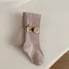 Medias para niñas, otoño e invierno, finas con forro de felpa, engrosadas, con lazo, calcetines de capa base para niños, adecuadas para usar como ropa exterior, calcetines de baile y leggings de punto trenzado como capa base