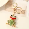 Llavero Colgante de Rana de Boca Grande para Coche de Lujo Ligero y Divertido, Cadena para Bolso de Mujer Linda, Llavero con Joyas Incrustadas de Diamantes