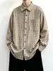 Camisa de moda de otoño, elegante y fresca, azul, nueva prenda exterior de corte holgado, camisa de cuadros, camisa casual de manga larga para hombre, 2026