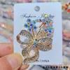 Broche de Mariposa Hueca con Pedrería Iridiscente AB para Mujer, Pin de Mariposa con Pedrería a Todo Color de Trabajo Pesado, Broche de Solapa de Lujo Ligero para Traje