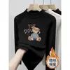 2026 Meninas Médio e Grande Infantis Outono e Inverno De Rong Tecido Escovado Top Camiseta Estilosa de Manga Longa Camada Base Gola Semi-Alta Roupa Íntima Casual