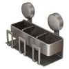 Suporte de Escova de Dentes com Ventosa Rack de Armazenamento Sem Furos Banheiro Suporte para Secador de Cabelo Montado na Parede Porta Copo de Enxaguante Bucal Armazenamento de Copos de Dente