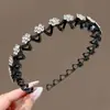Elegante diadema de cuadros de lunares para mujer, diadema de corona alta para lavarse la cara, diadema para uso diario con dientes, accesorio para el cabello