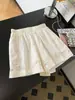 Shorts Largos com Barra de Renda Branca para Mulheres, Verão com Cordão Elástico Cintura Alta Emagrecimento Casual Elegante Versátil Calças de Perna Reta